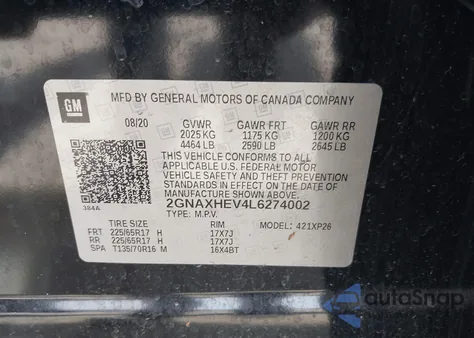 2020 Chevrolet Equinox Fwd Ls from USA, damaged, VIN 2GNAXHEV4L6274002